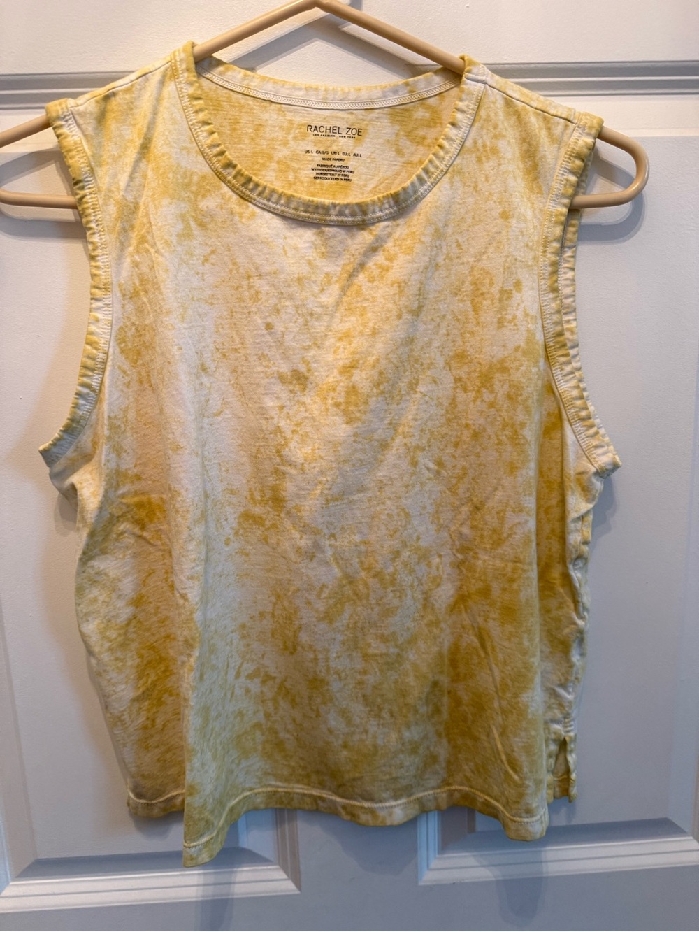 Rachel Zoe Yellow Tie-Dye Muscle Tee